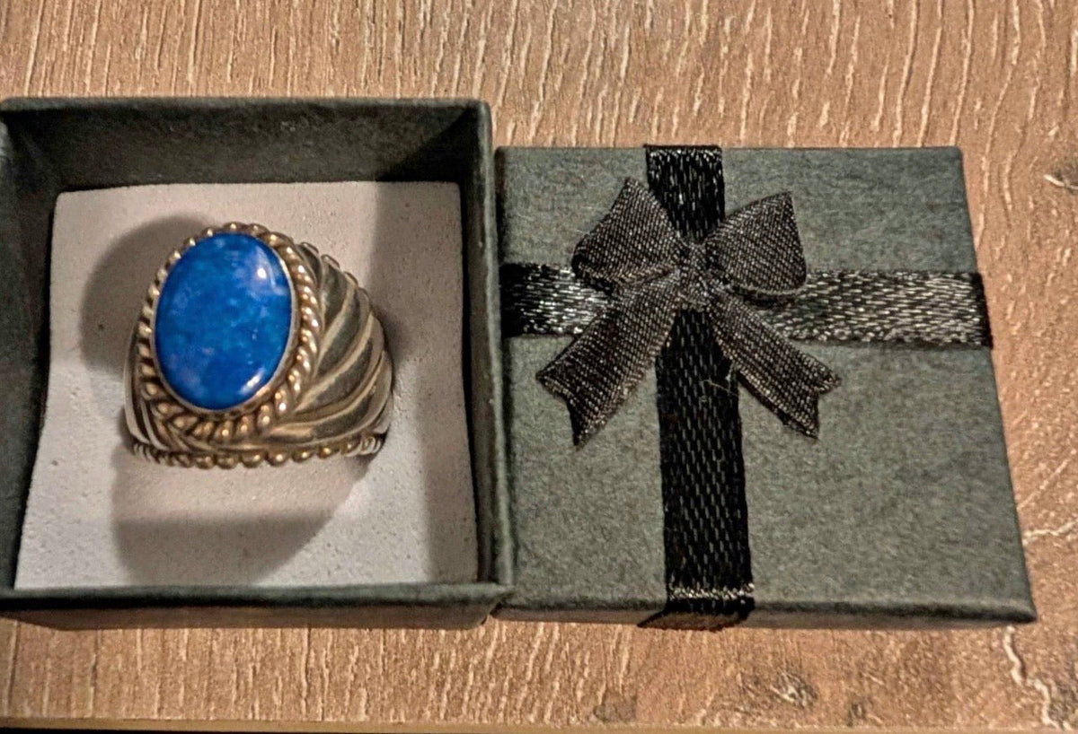The Indigo Ridge | Heavy-Gauge Lapis & Ribbed Sterling Ring