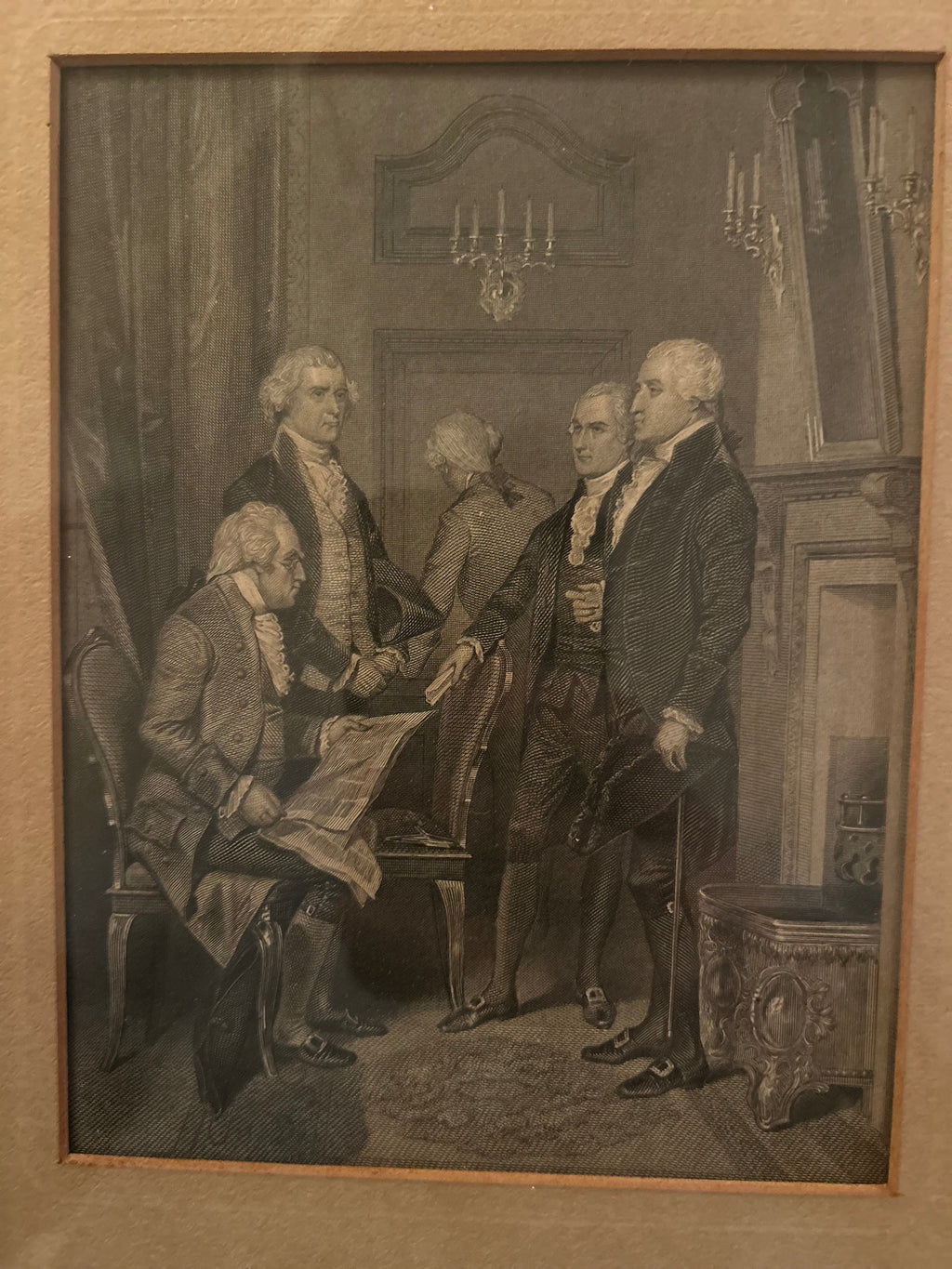 Antique lithograph-“The First Cabinet”-George Washington.