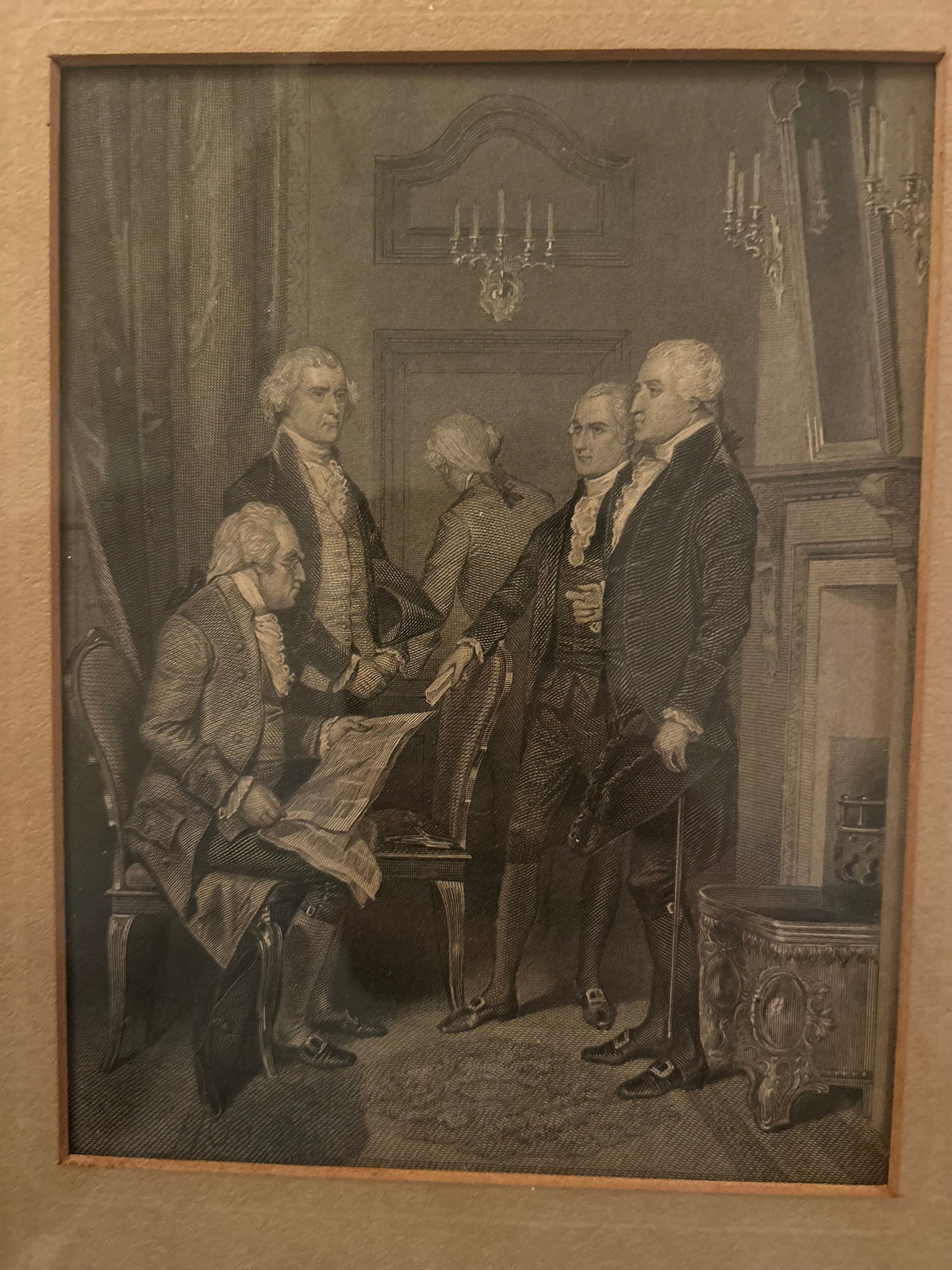 Antique lithograph-“The First Cabinet”-George Washington.