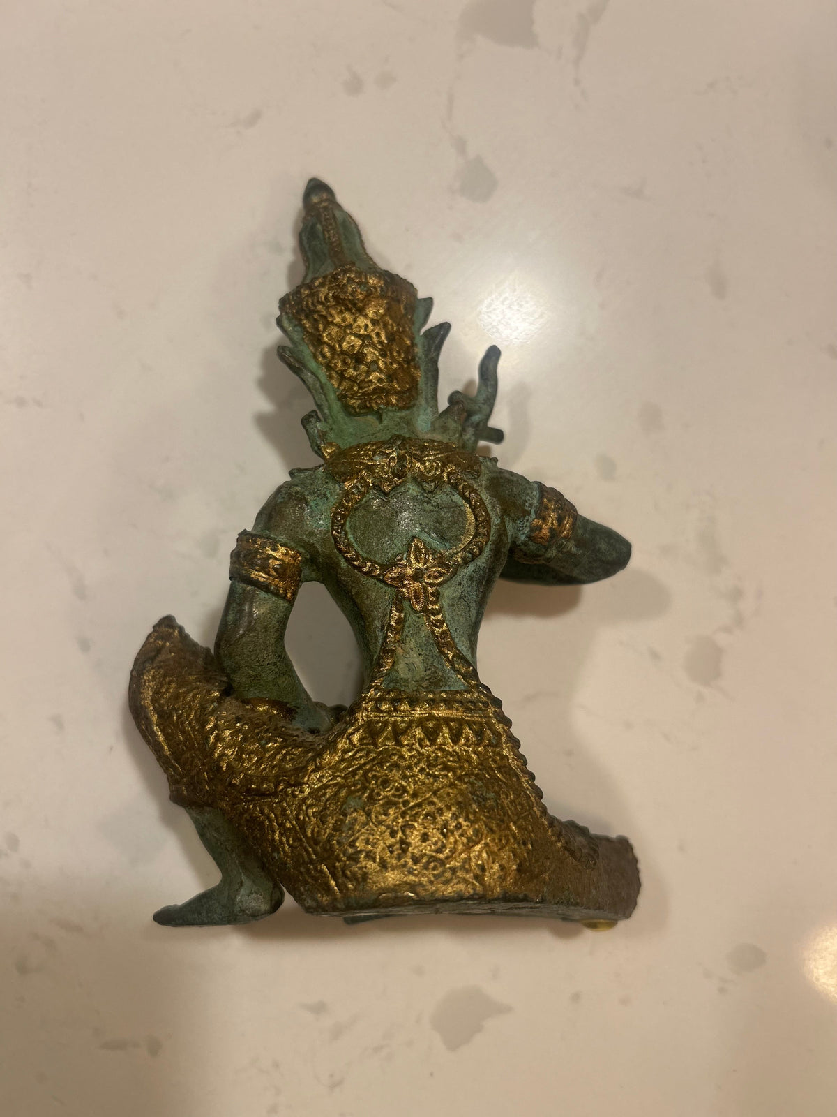 Rare Mid-Century Left-Handed Thai Kinnara Bronze Statue