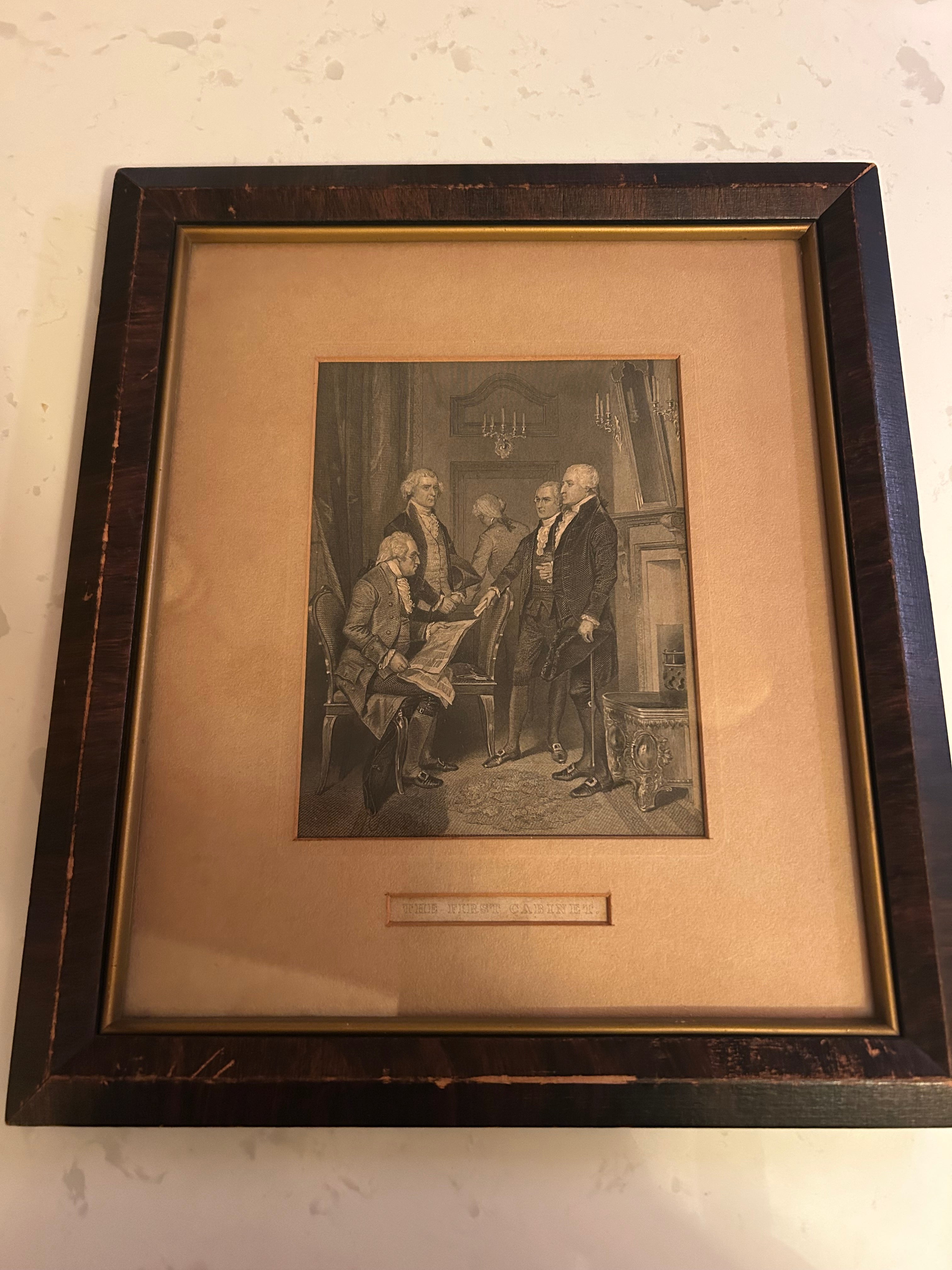 Antique lithograph-“The First Cabinet”-George Washington.