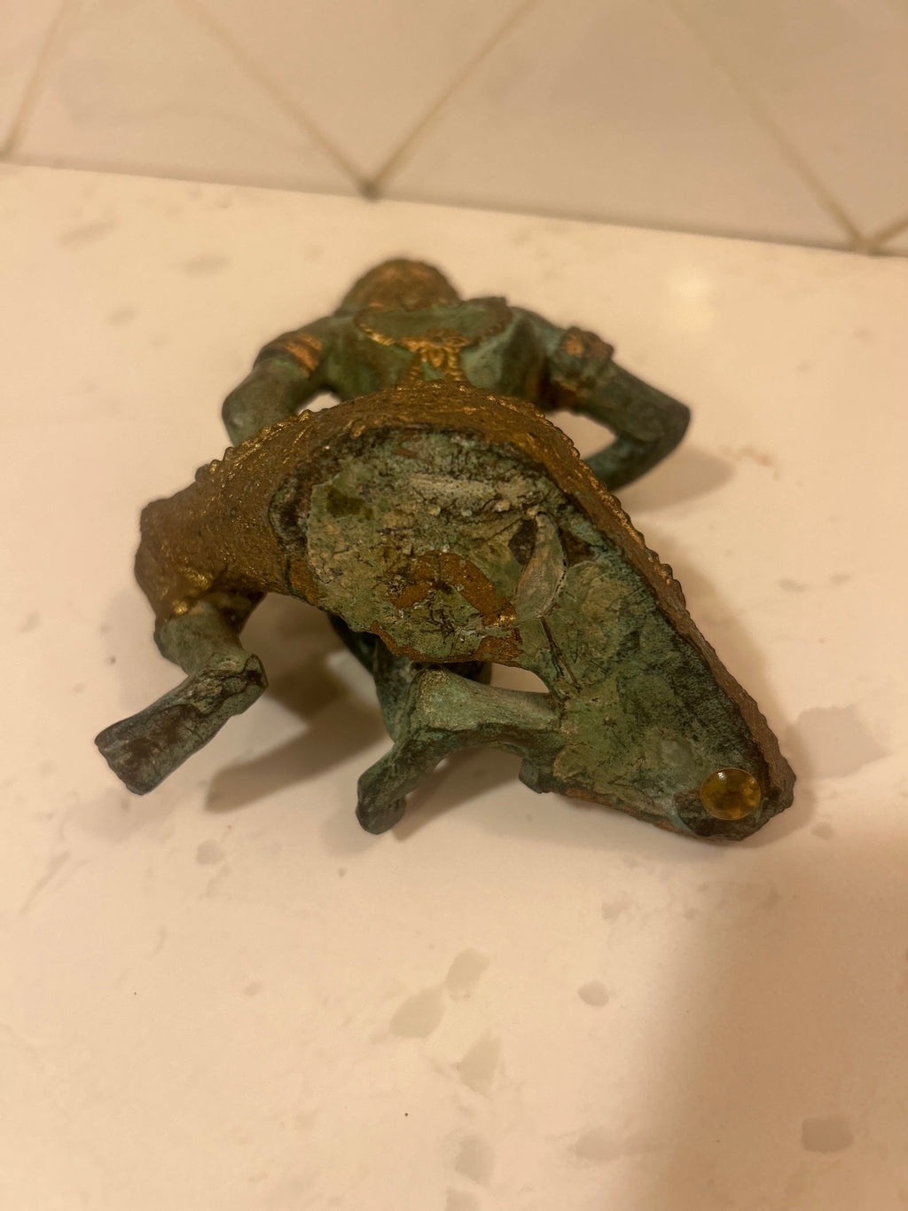 Rare Mid-Century Left-Handed Thai Kinnara Bronze Statue