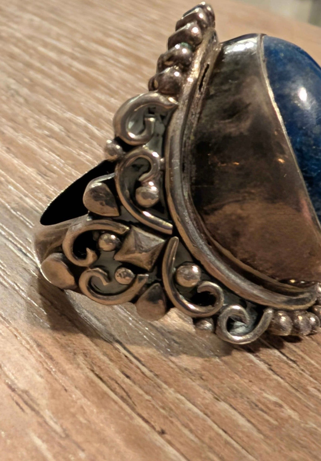 The Kathmandu Guardian | 15g Artisan Lapis & Filigree Sterling Ring