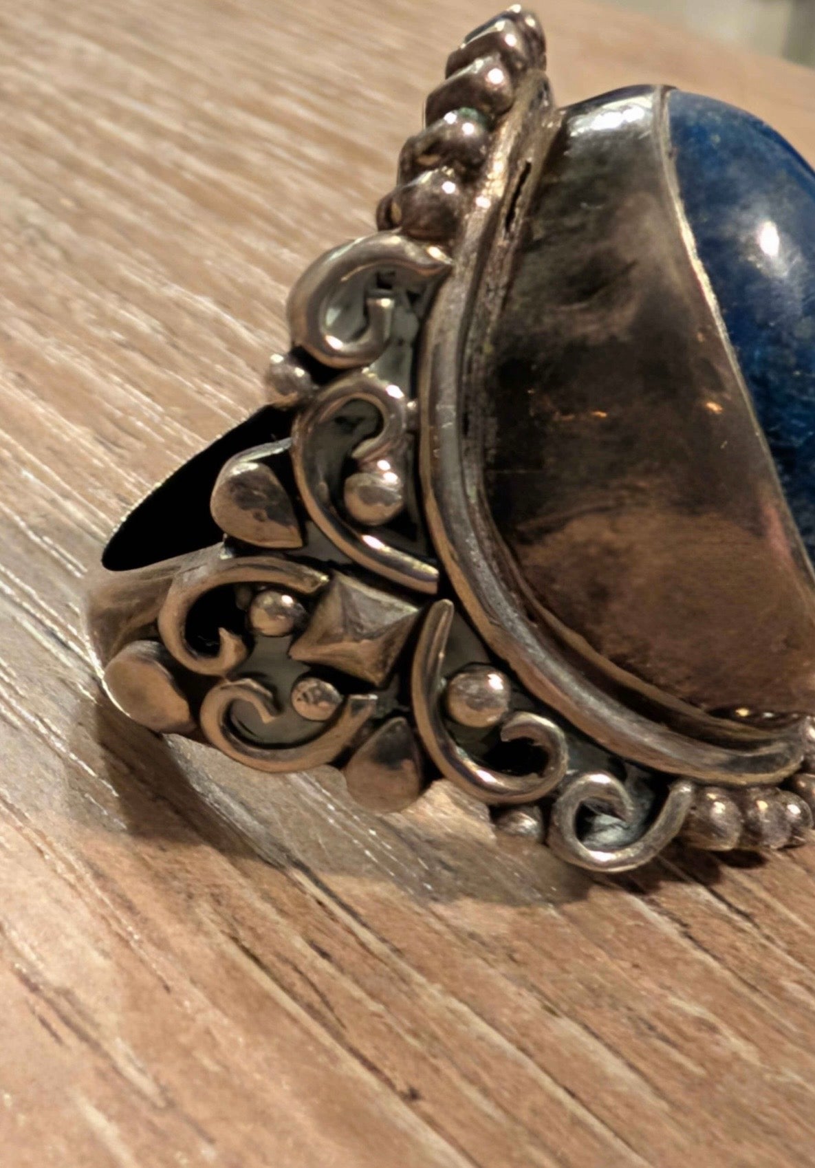 The Kathmandu Guardian | 15g Artisan Lapis & Filigree Sterling Ring