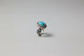 Southwest Native Sterling Silver Ring stamped BGE,  Turquoise & Enamel Feather Revival