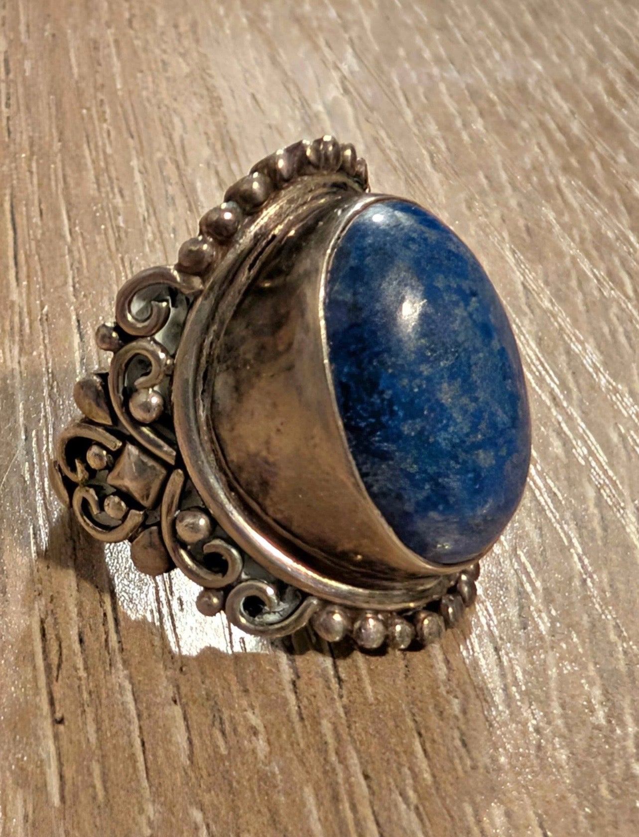 The Kathmandu Guardian | 15g Artisan Lapis & Filigree Sterling Ring