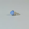 Vintage Mid-Century European Sterling & Blue Chalcedony Ring  size 6