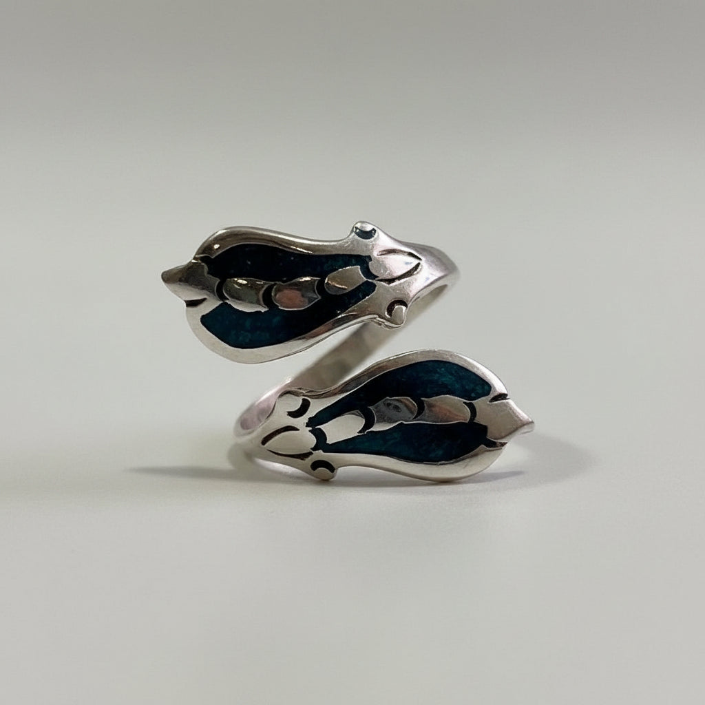 Vintage Taxco Mid-Century Sterling Silver "Eagle Wing" Bypass Ring – Artisan MDG (Hallmarked)