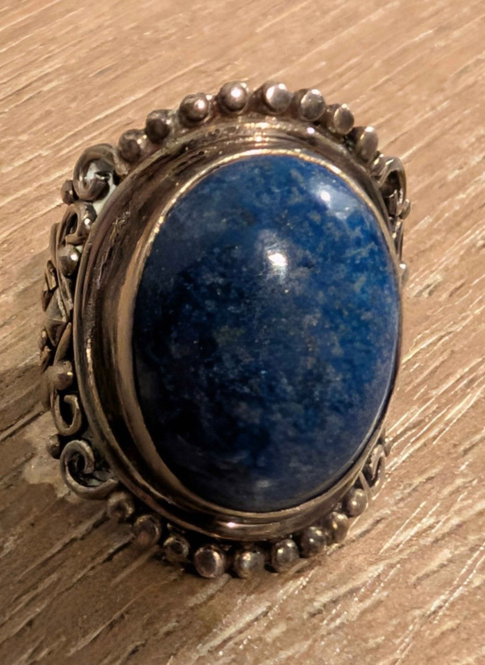 The Kathmandu Guardian | 15g Artisan Lapis & Filigree Sterling Ring